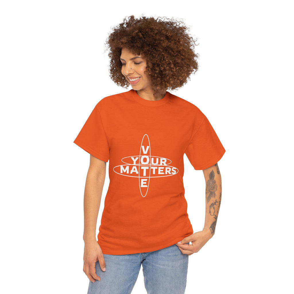 Your VOTE Matters - Dark Word Search Front and Back Unisex Heavy Cotton Tee