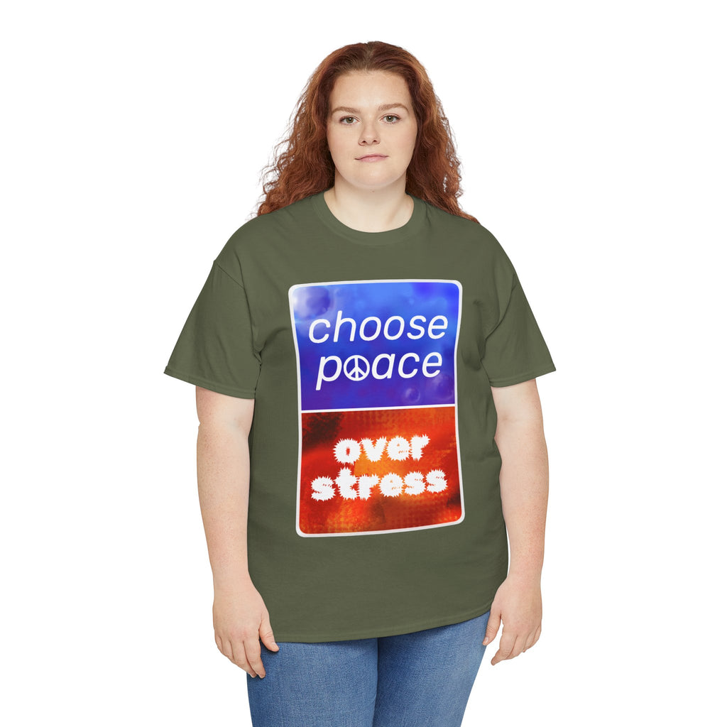 Choose Peace Over Stress - Full Text Dark Unisex Heavy Cotton Tee
