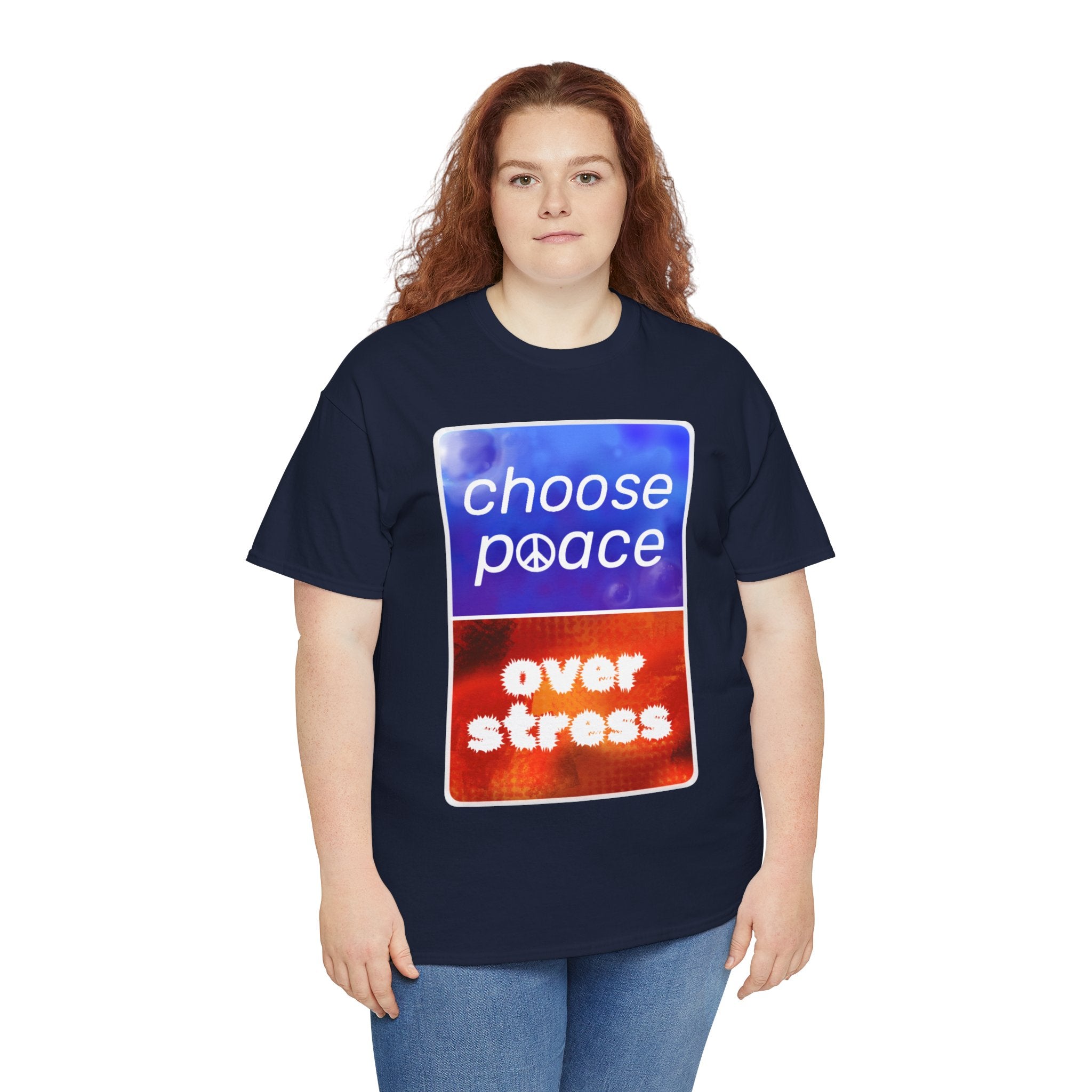 Choose Peace Over Stress - Full Text Dark Unisex Heavy Cotton Tee
