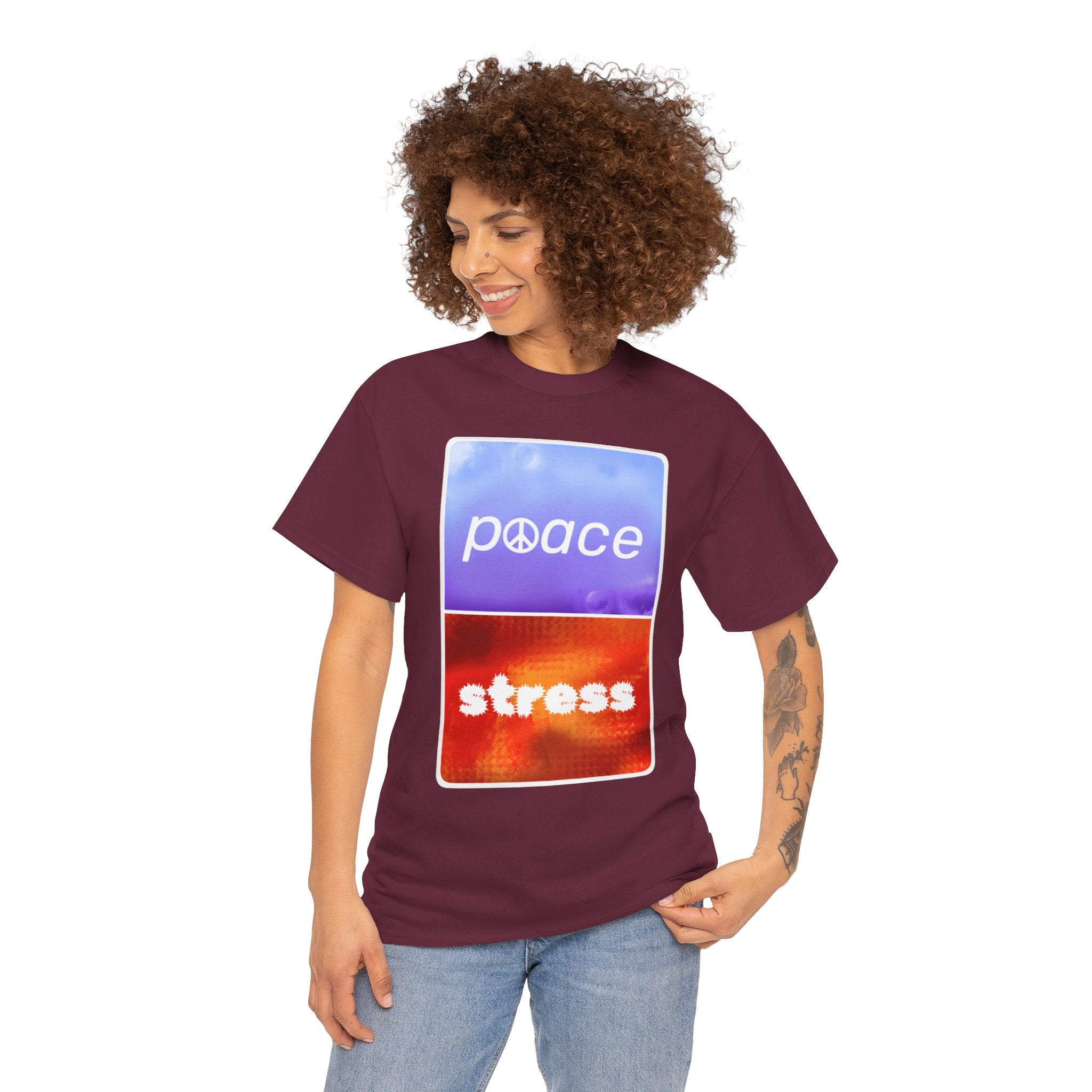 Choose Peace Over Stress - Minimal Dark Unisex Heavy Cotton Tee
