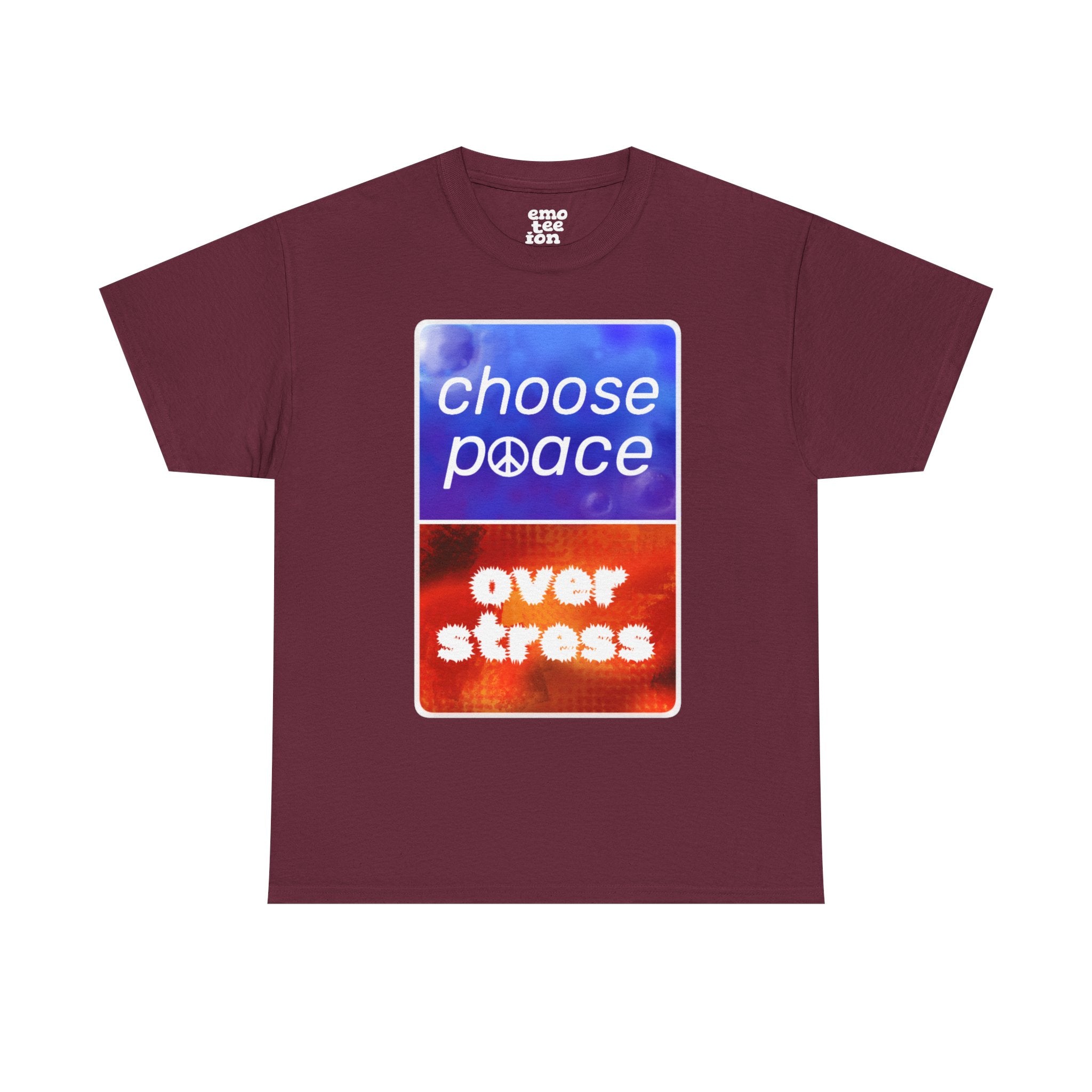 Choose Peace Over Stress - Full Text Dark Unisex Heavy Cotton Tee