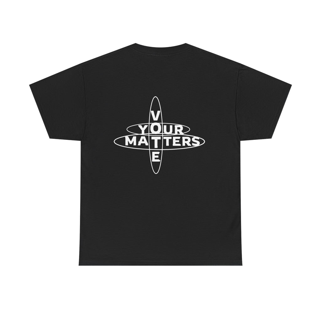 Your VOTE Matters - Dark Word Search Front and Back Unisex Heavy Cotton Tee