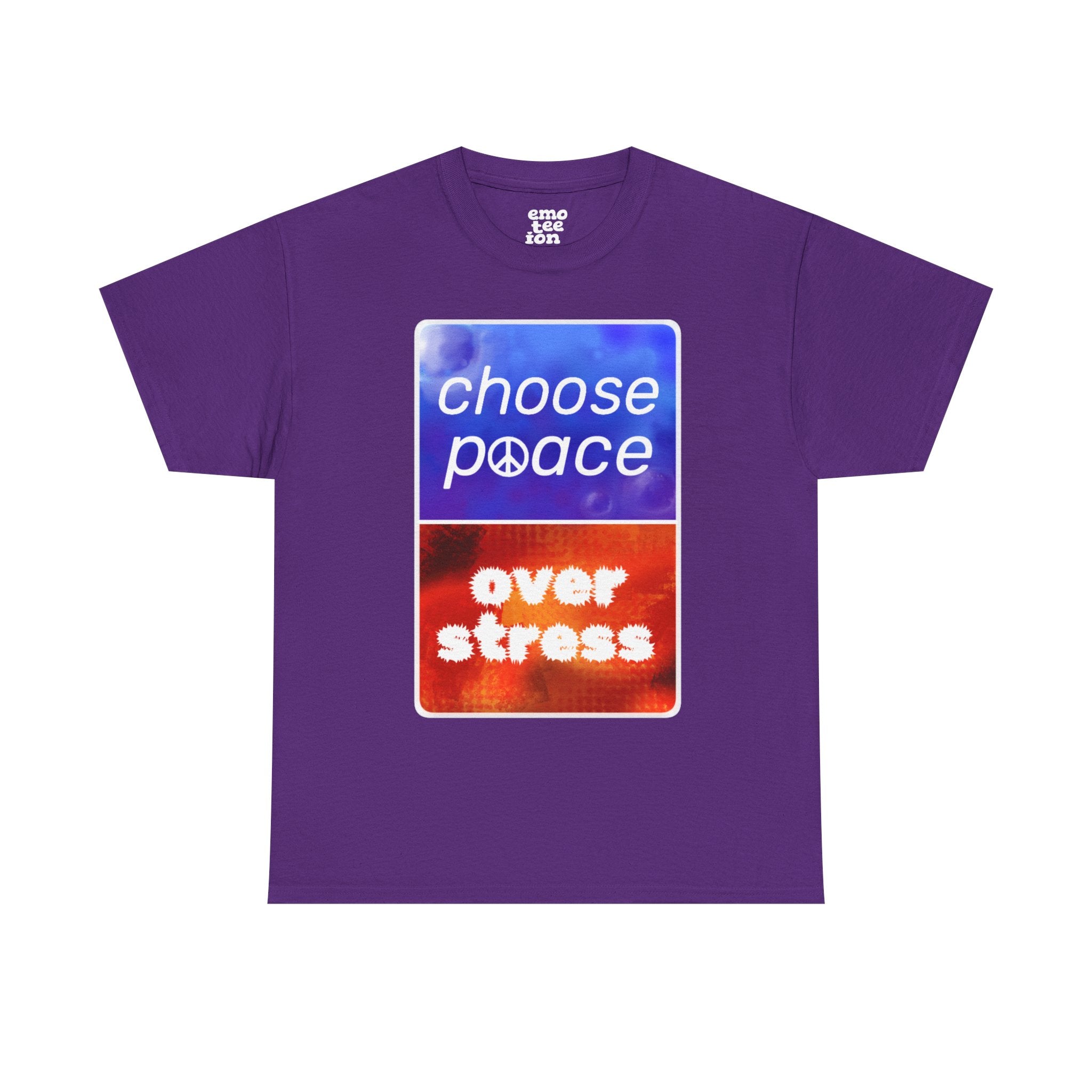 Choose Peace Over Stress - Full Text Dark Unisex Heavy Cotton Tee