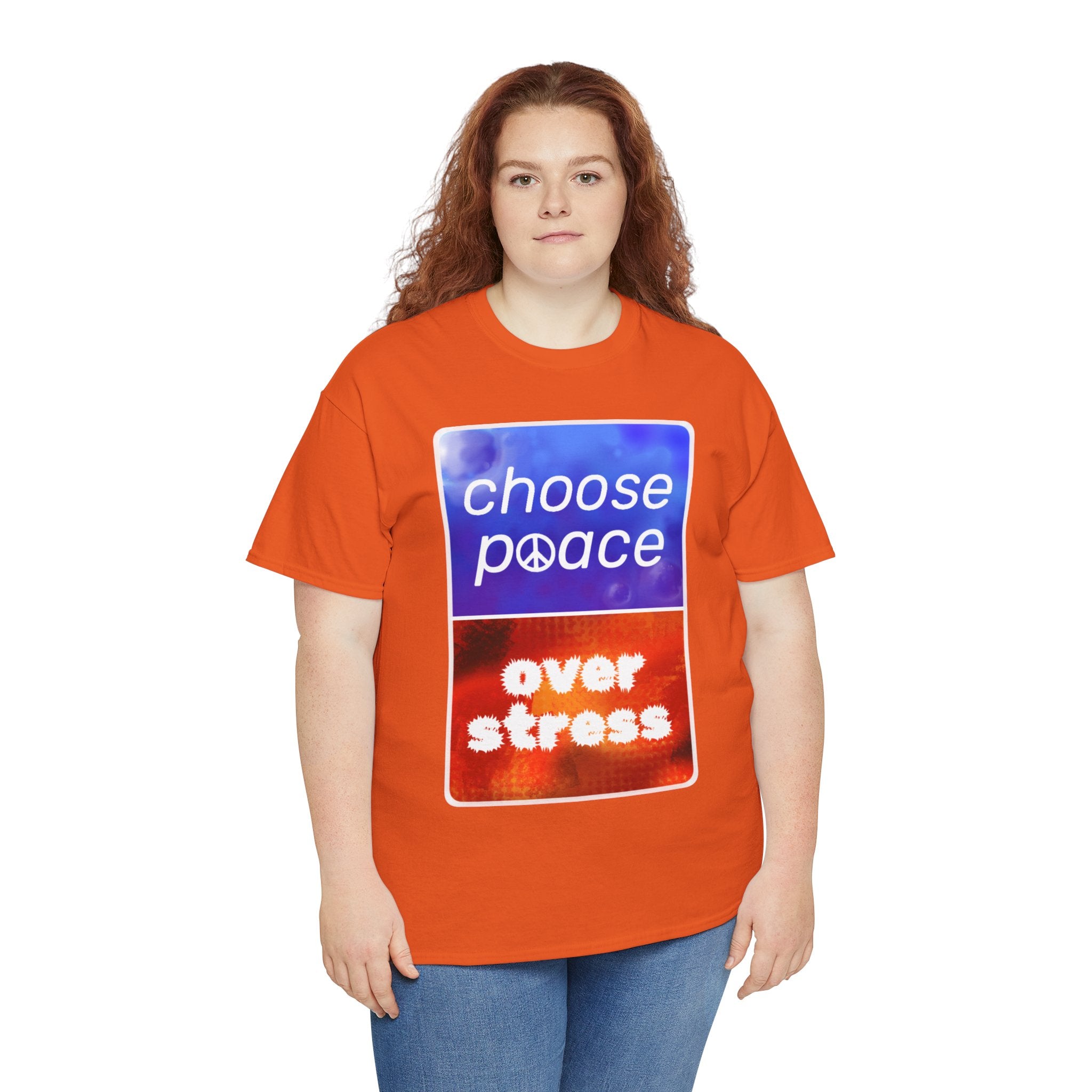Choose Peace Over Stress - Full Text Dark Unisex Heavy Cotton Tee