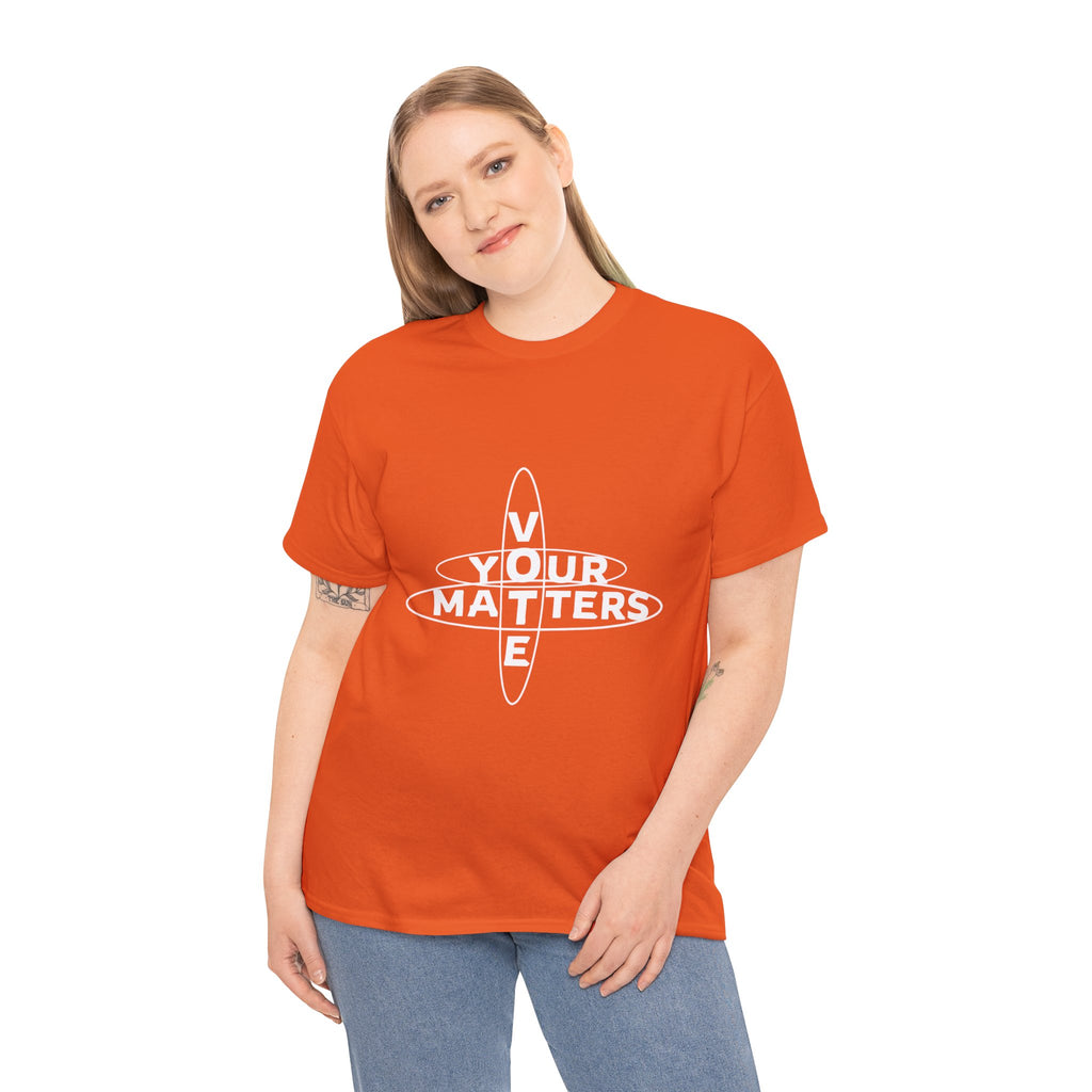 Your VOTE Matters - Dark Word Search Front only Unisex Heavy Cotton Tee