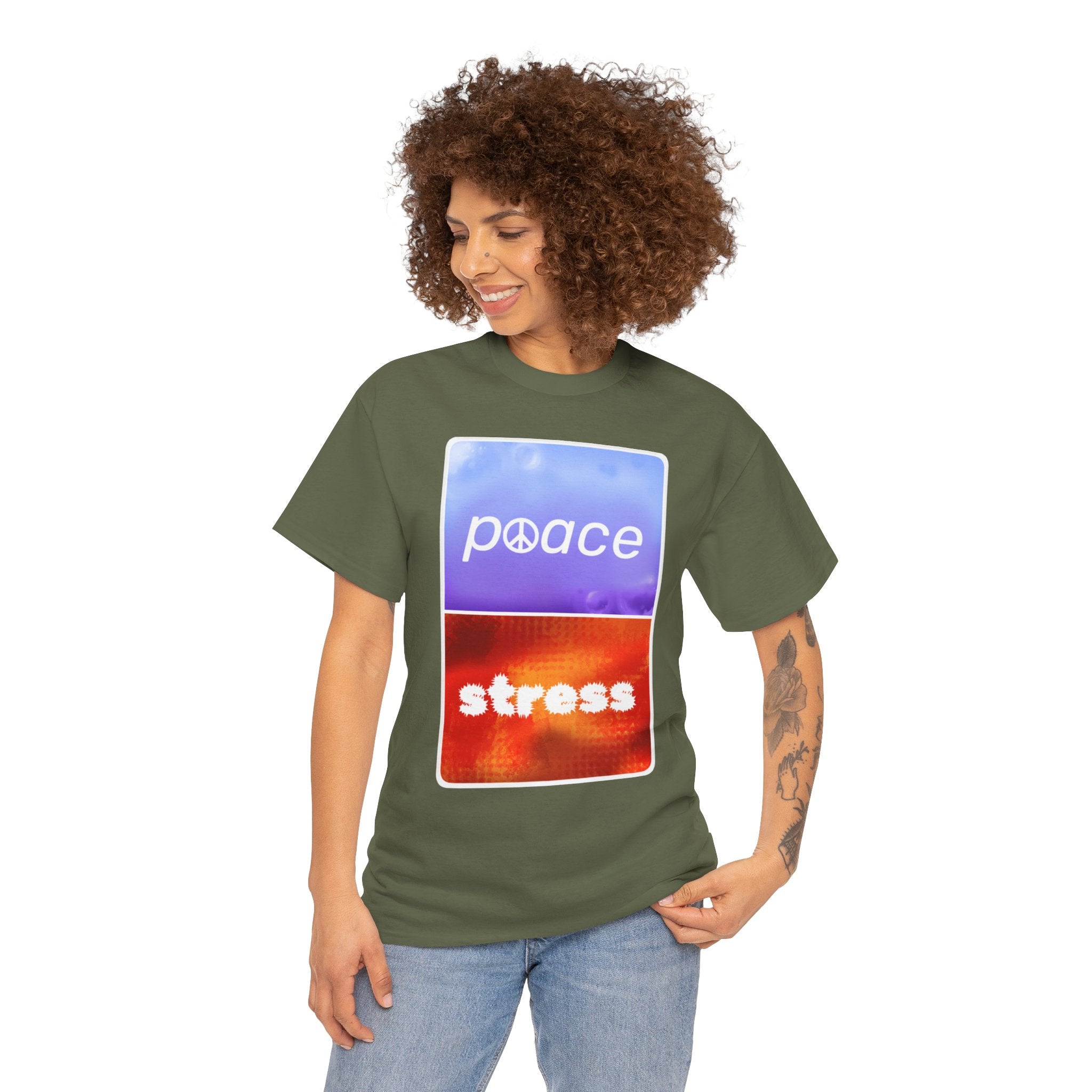 Choose Peace Over Stress - Minimal Dark Unisex Heavy Cotton Tee