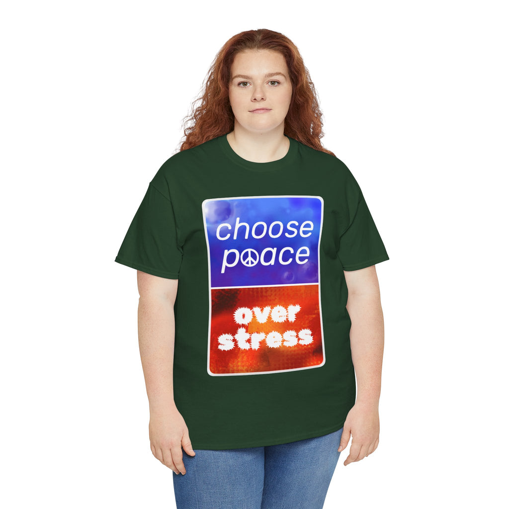 Choose Peace Over Stress - Full Text Dark Unisex Heavy Cotton Tee