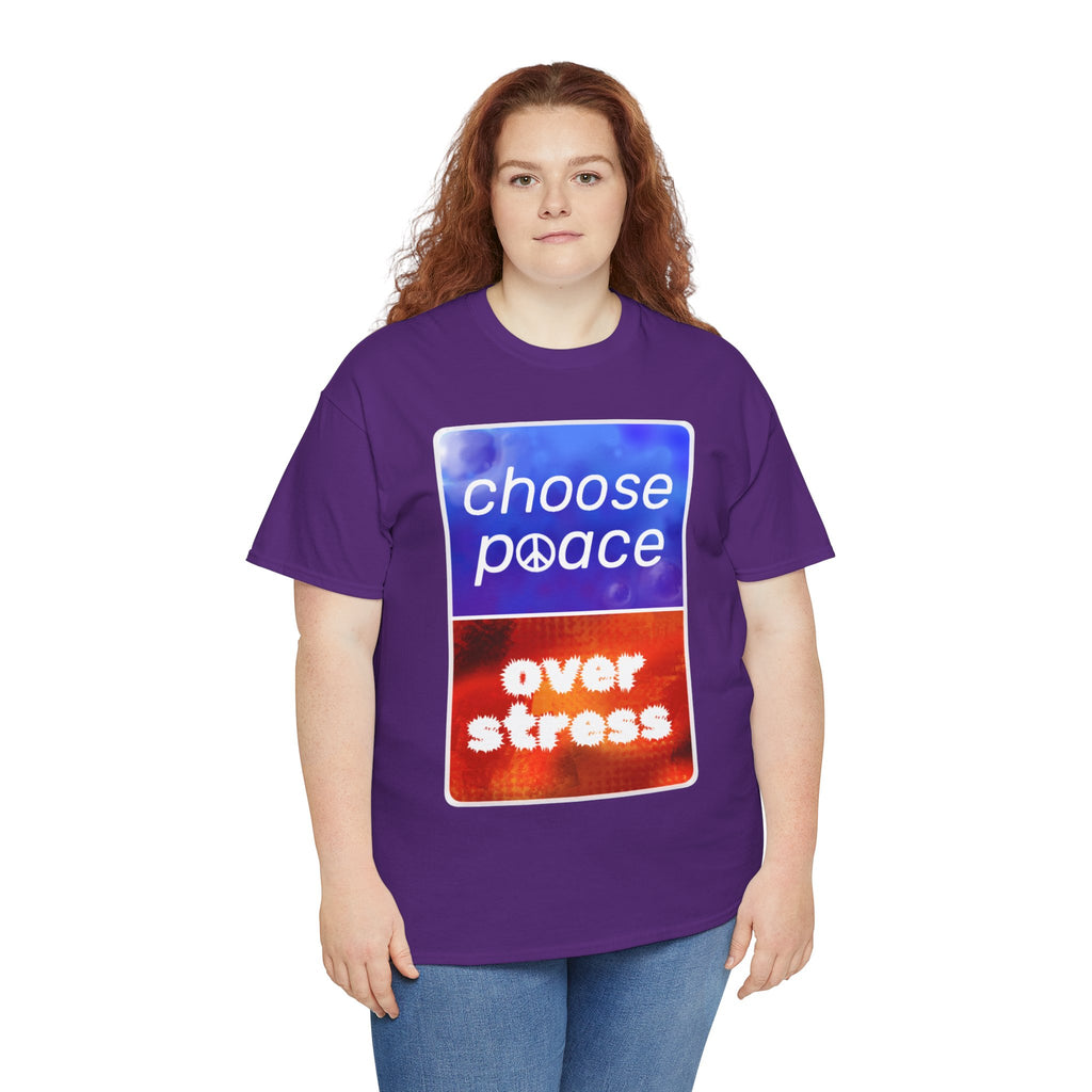 Choose Peace Over Stress - Full Text Dark Unisex Heavy Cotton Tee