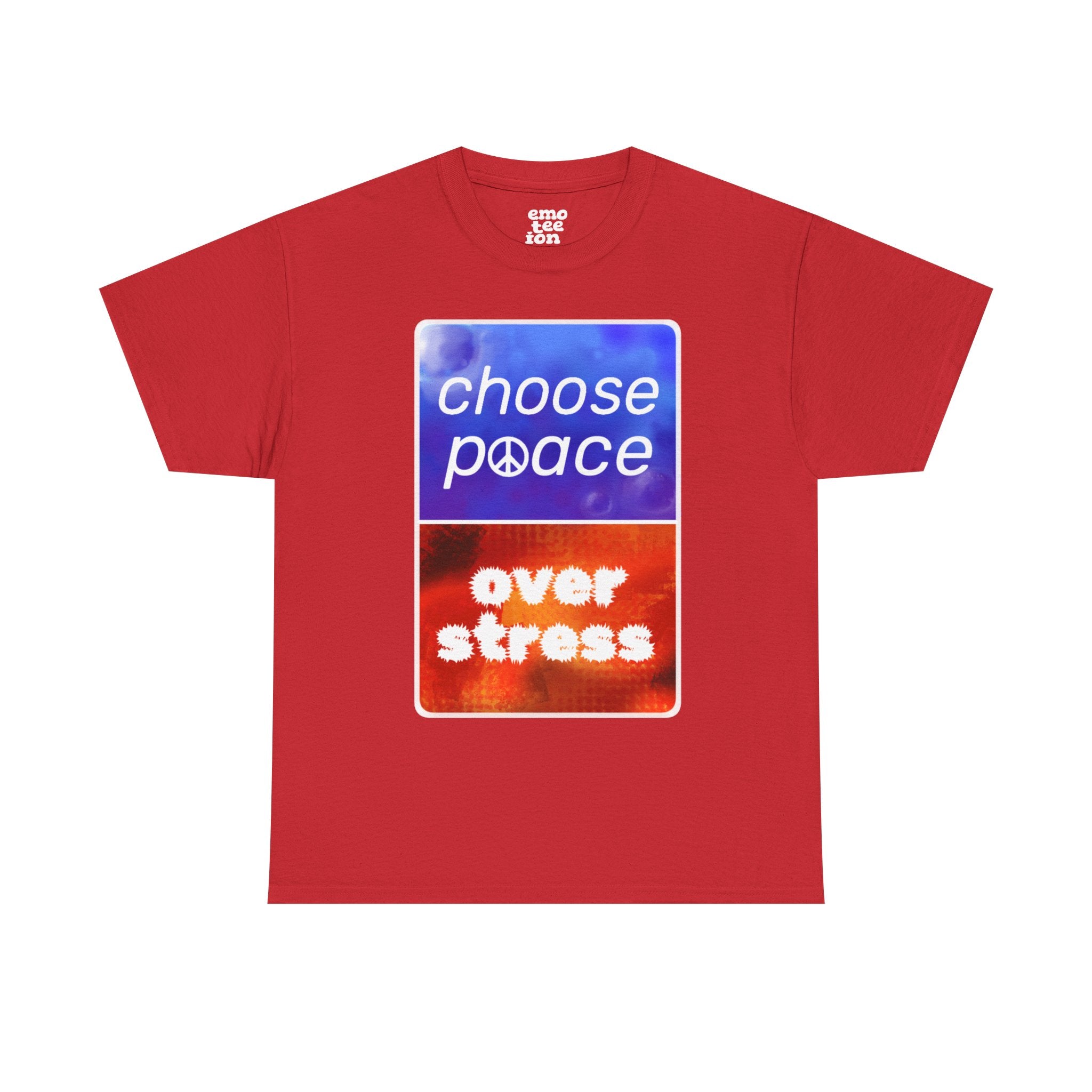 Choose Peace Over Stress - Full Text Dark Unisex Heavy Cotton Tee