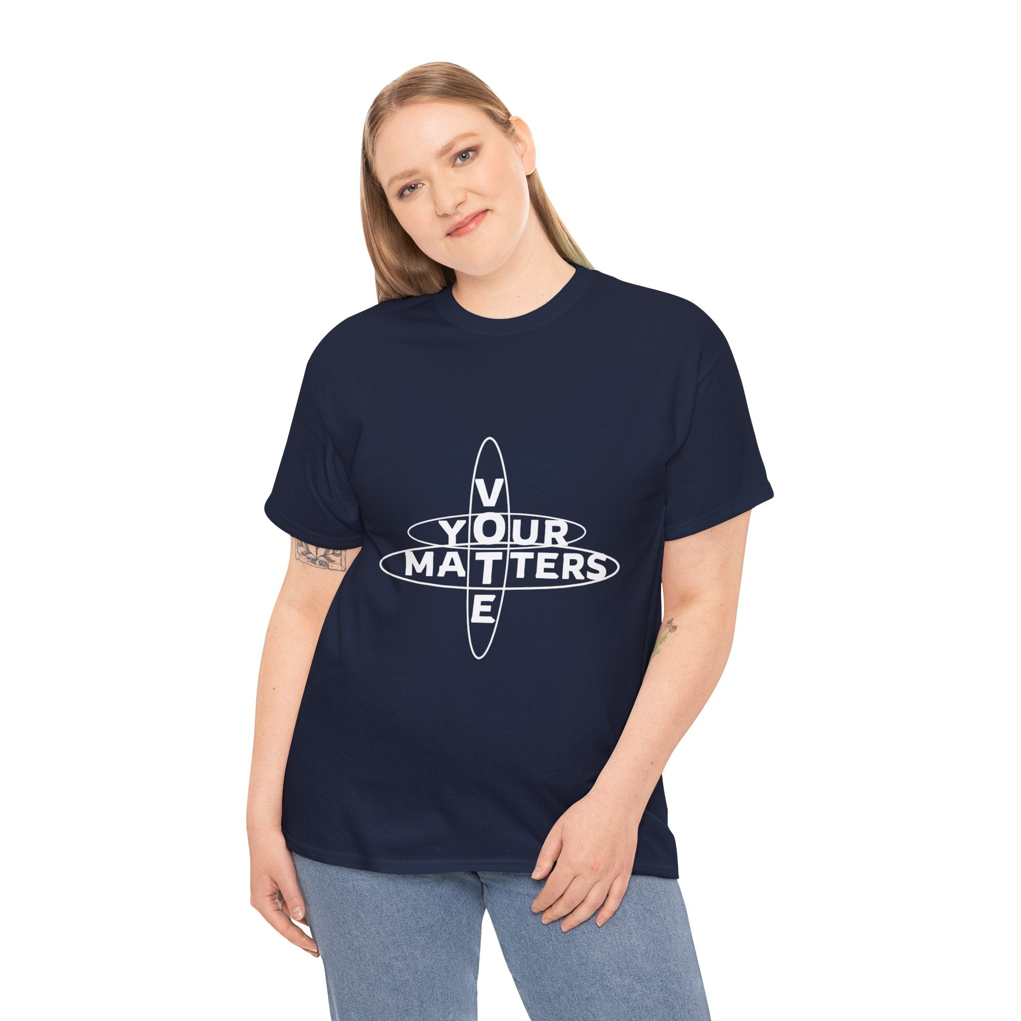 Your VOTE Matters - Dark Word Search Front only Unisex Heavy Cotton Tee