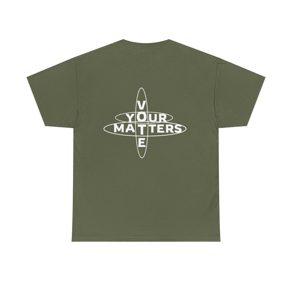 Your VOTE Matters - Dark Word Search Front and Back Unisex Heavy Cotton Tee