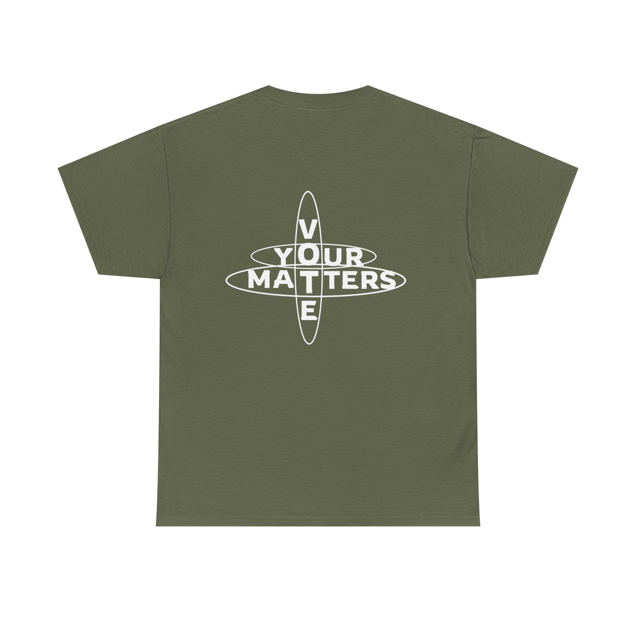 Your VOTE Matters - Dark Word Search Front and Back Unisex Heavy Cotton Tee