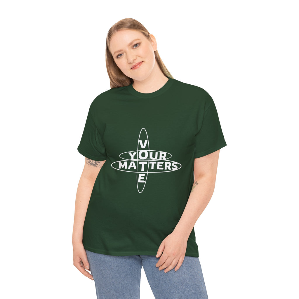 Your VOTE Matters - Dark Word Search Front only Unisex Heavy Cotton Tee
