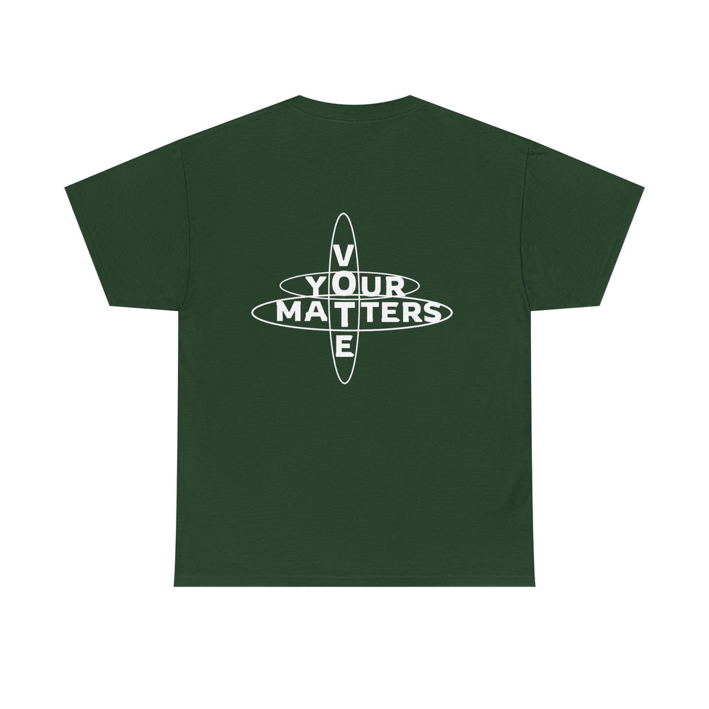 Your VOTE Matters - Dark Word Search Front and Back Unisex Heavy Cotton Tee