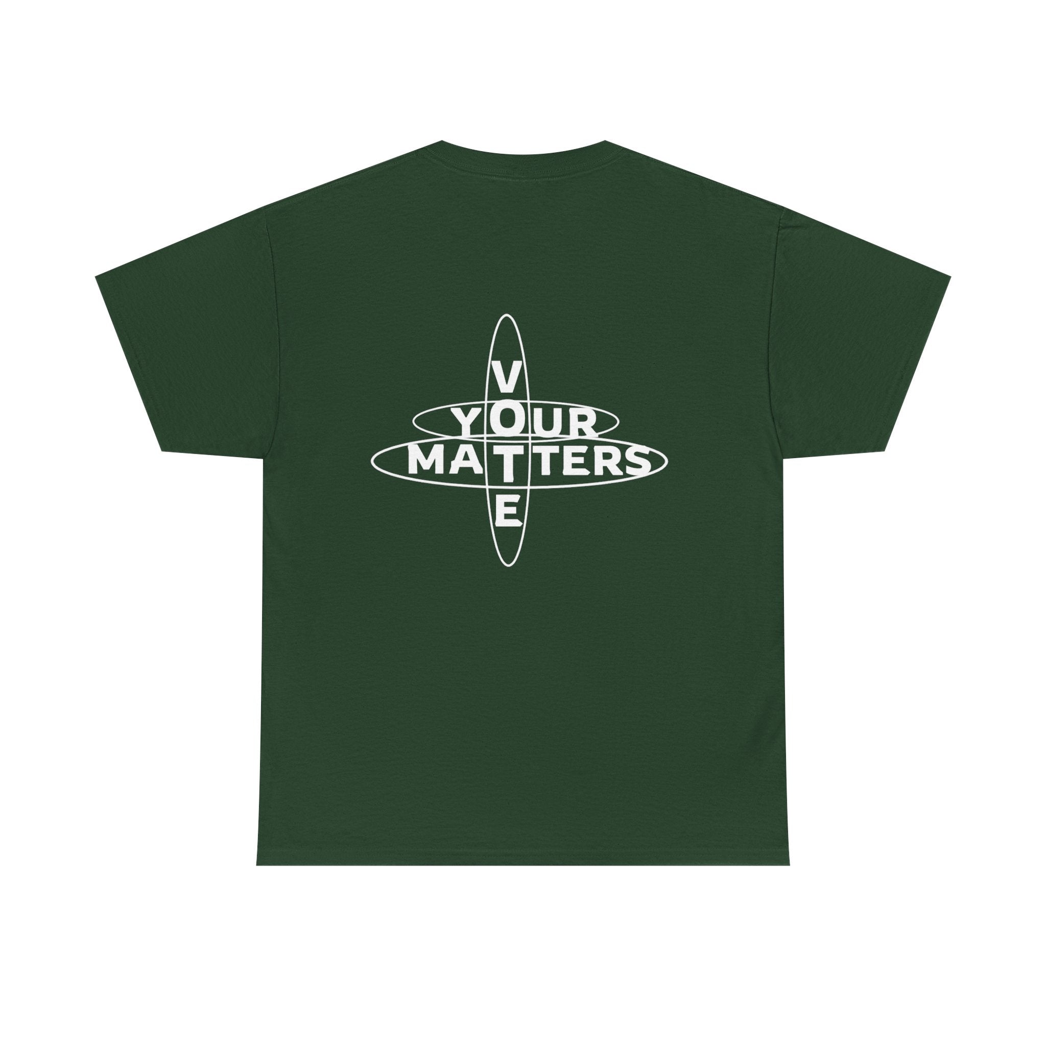 Your VOTE Matters - Dark Word Search Front and Back Unisex Heavy Cotton Tee