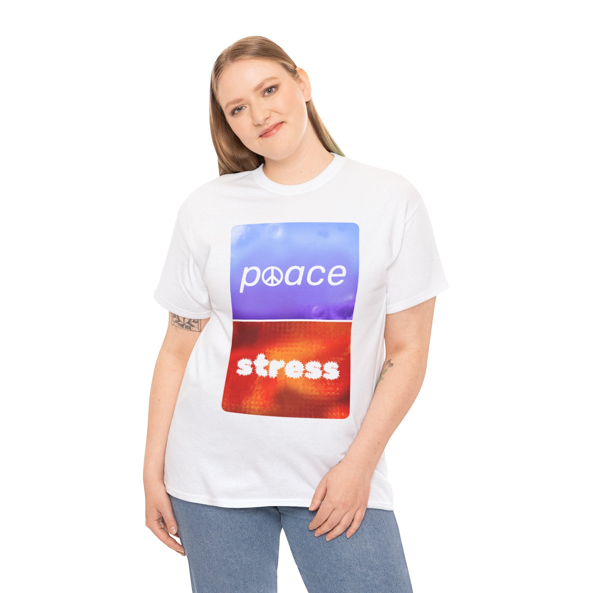Choose Peace Over Stress - Minimal Light Unisex Heavy Cotton Tee