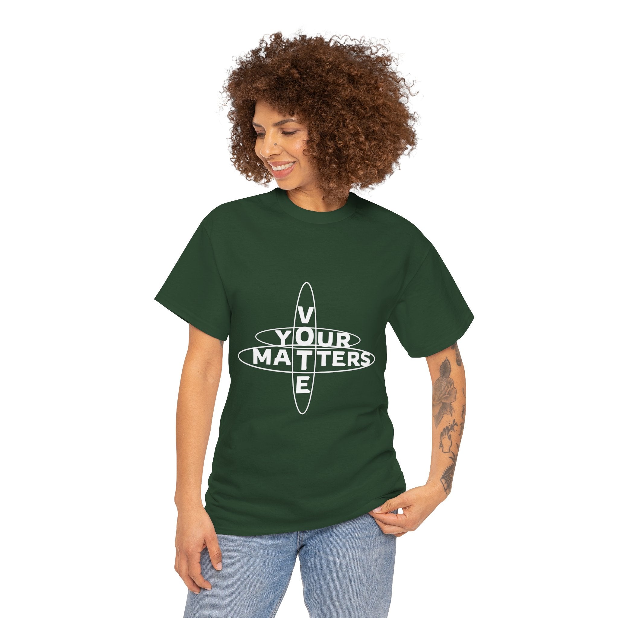 Your VOTE Matters - Dark Word Search Front and Back Unisex Heavy Cotton Tee