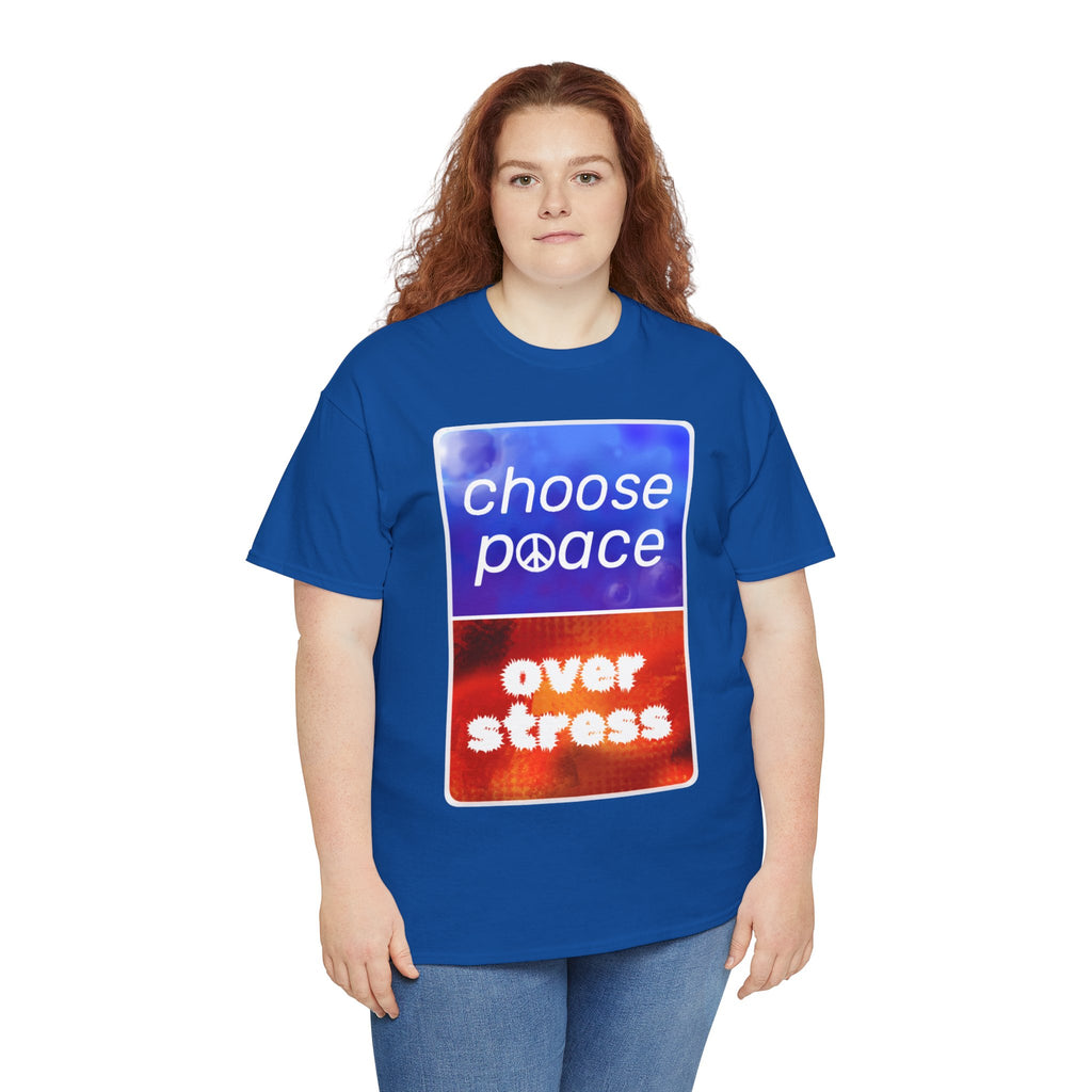 Choose Peace Over Stress - Full Text Dark Unisex Heavy Cotton Tee