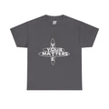 Your VOTE Matters - Dark Word Search Front only Unisex Heavy Cotton Tee