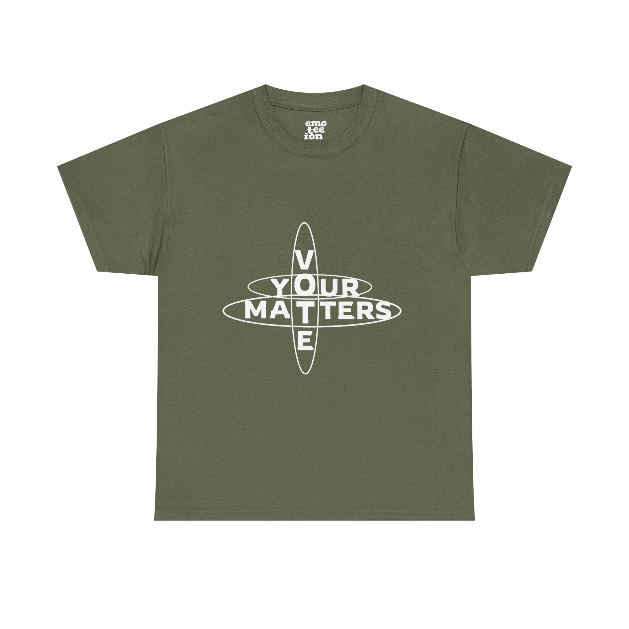 Your VOTE Matters - Dark Word Search Front only Unisex Heavy Cotton Tee