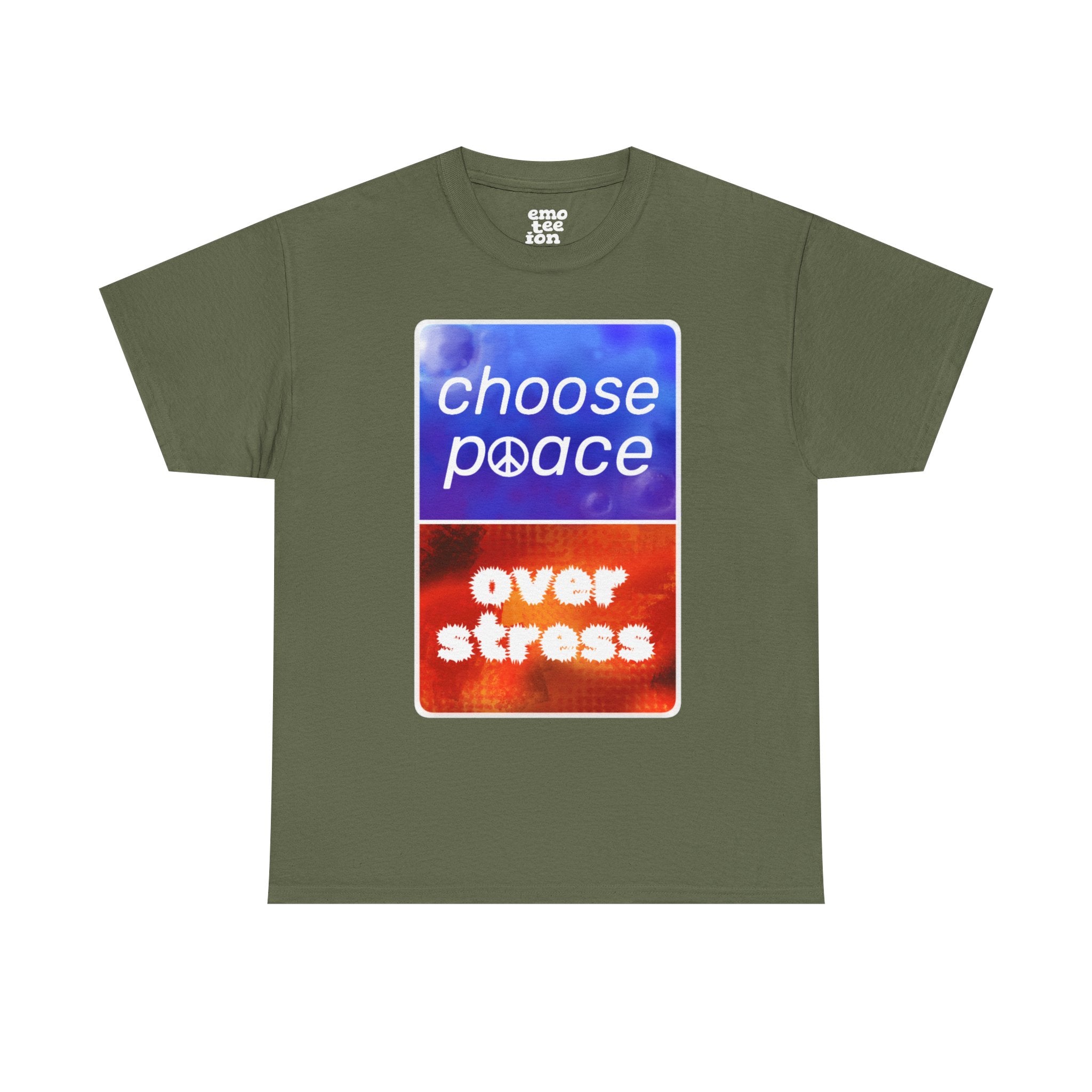 Choose Peace Over Stress - Full Text Dark Unisex Heavy Cotton Tee