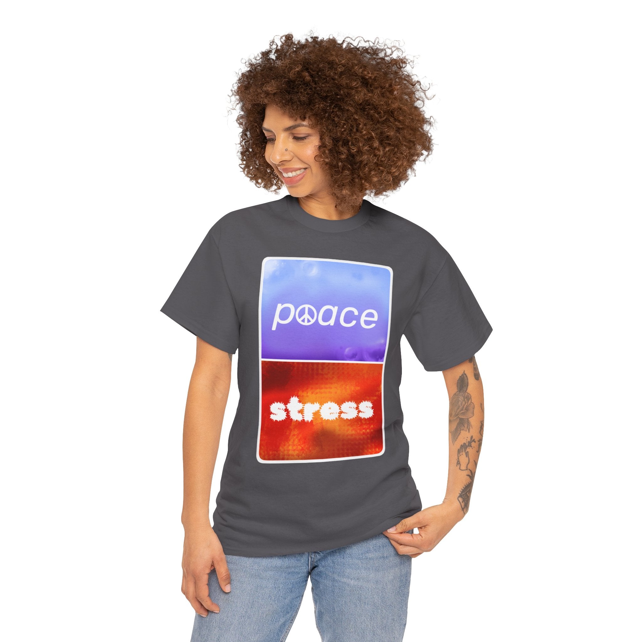 Choose Peace Over Stress - Minimal Dark Unisex Heavy Cotton Tee