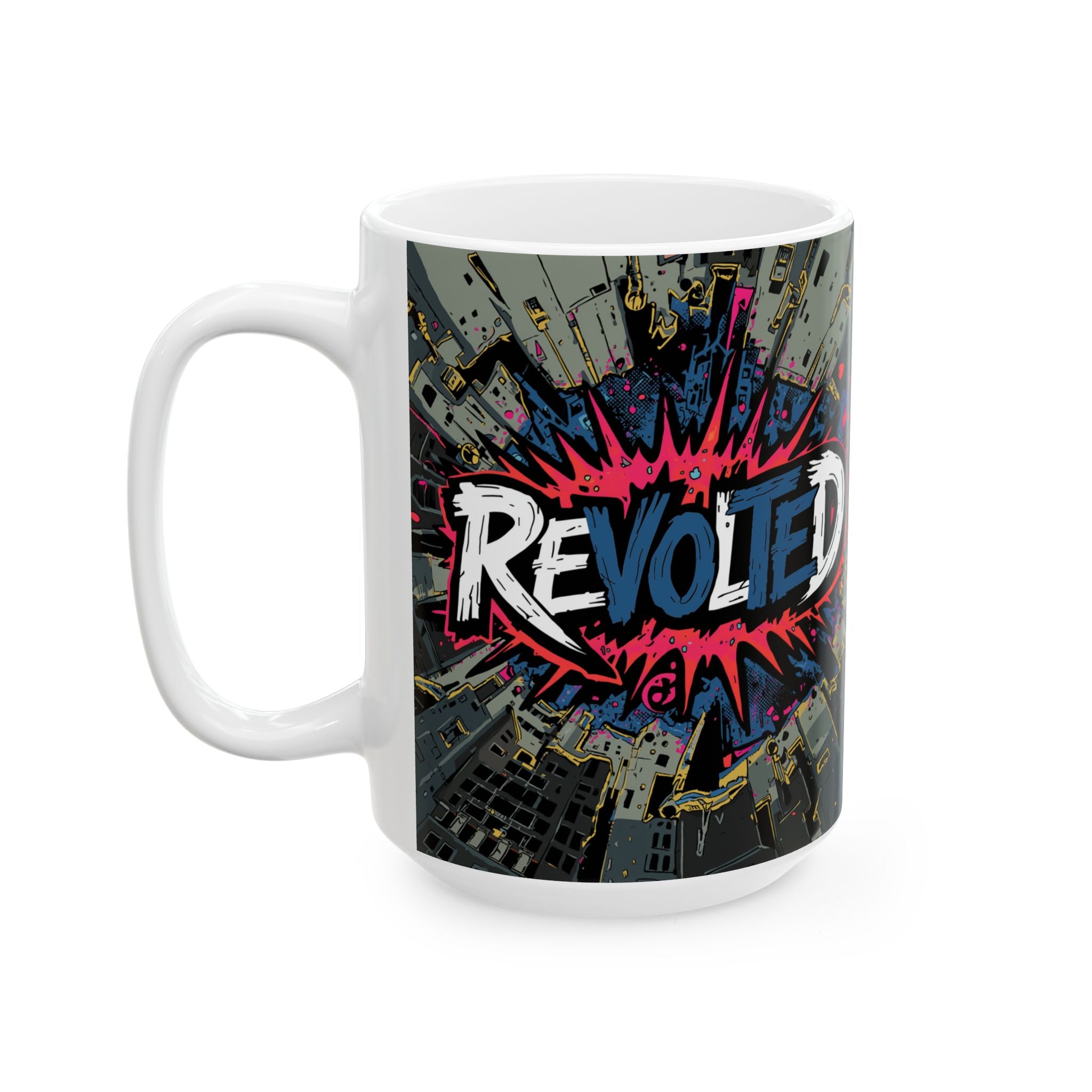 Revolted, VOTE - Cityscape Ceramic Mug, (15oz)