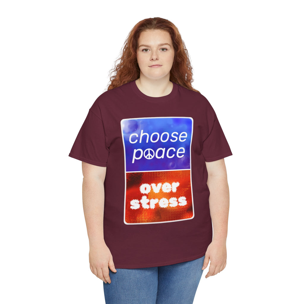 Choose Peace Over Stress - Full Text Dark Unisex Heavy Cotton Tee