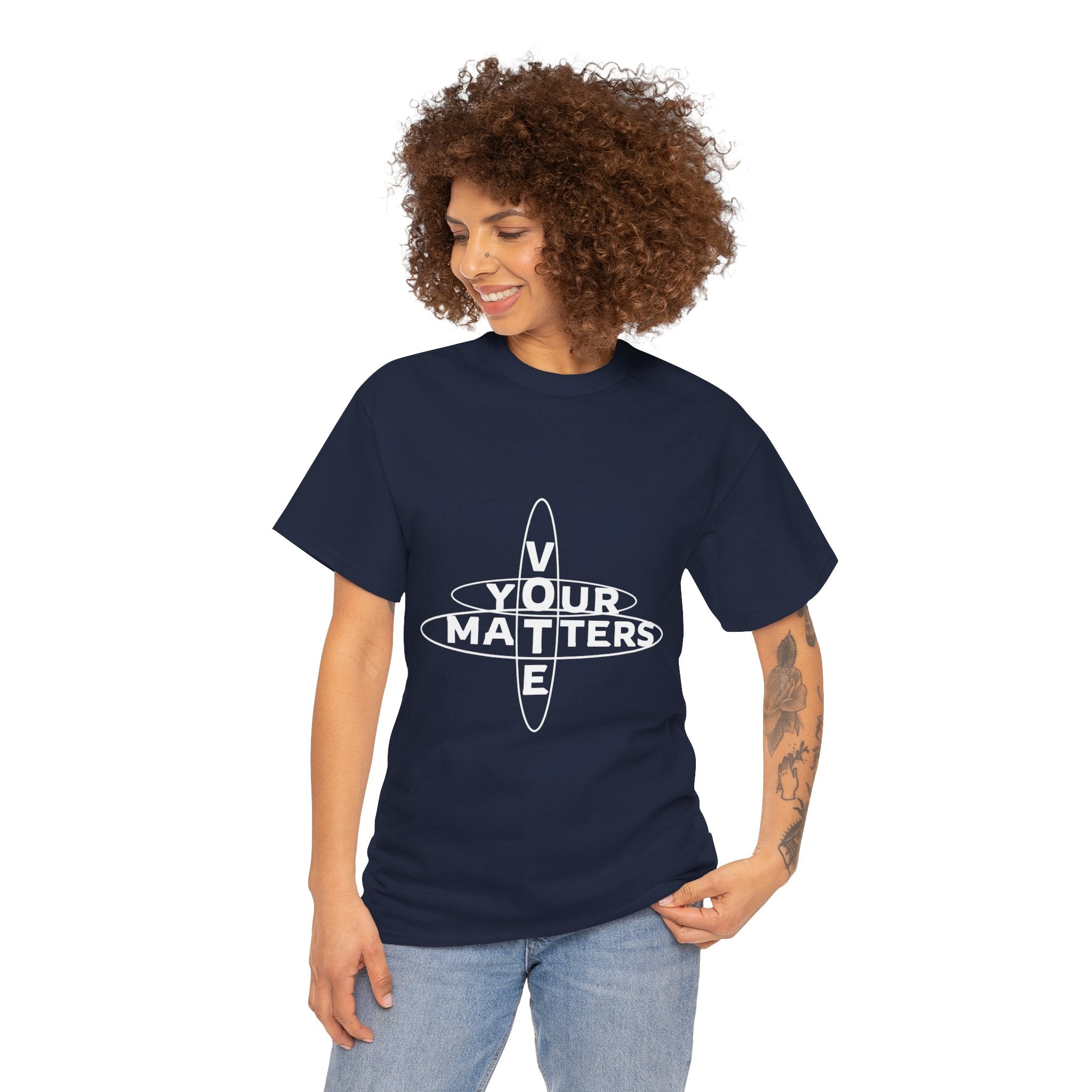Your VOTE Matters - Dark Word Search Front and Back Unisex Heavy Cotton Tee