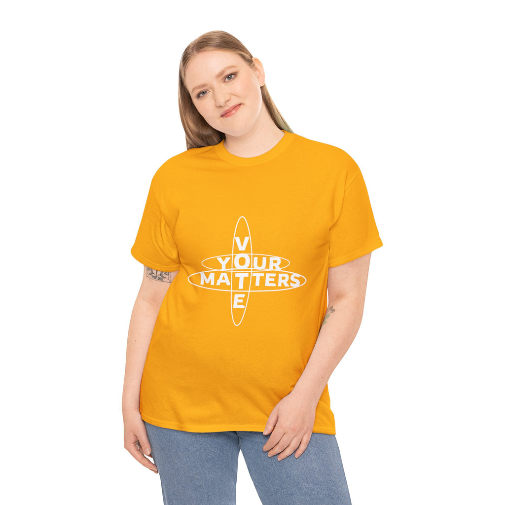 Your VOTE Matters - Dark Word Search Front only Unisex Heavy Cotton Tee