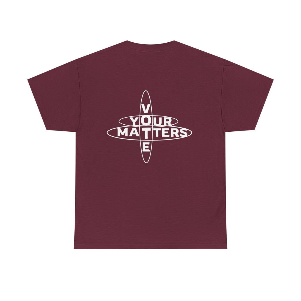 Your VOTE Matters - Dark Word Search Front and Back Unisex Heavy Cotton Tee