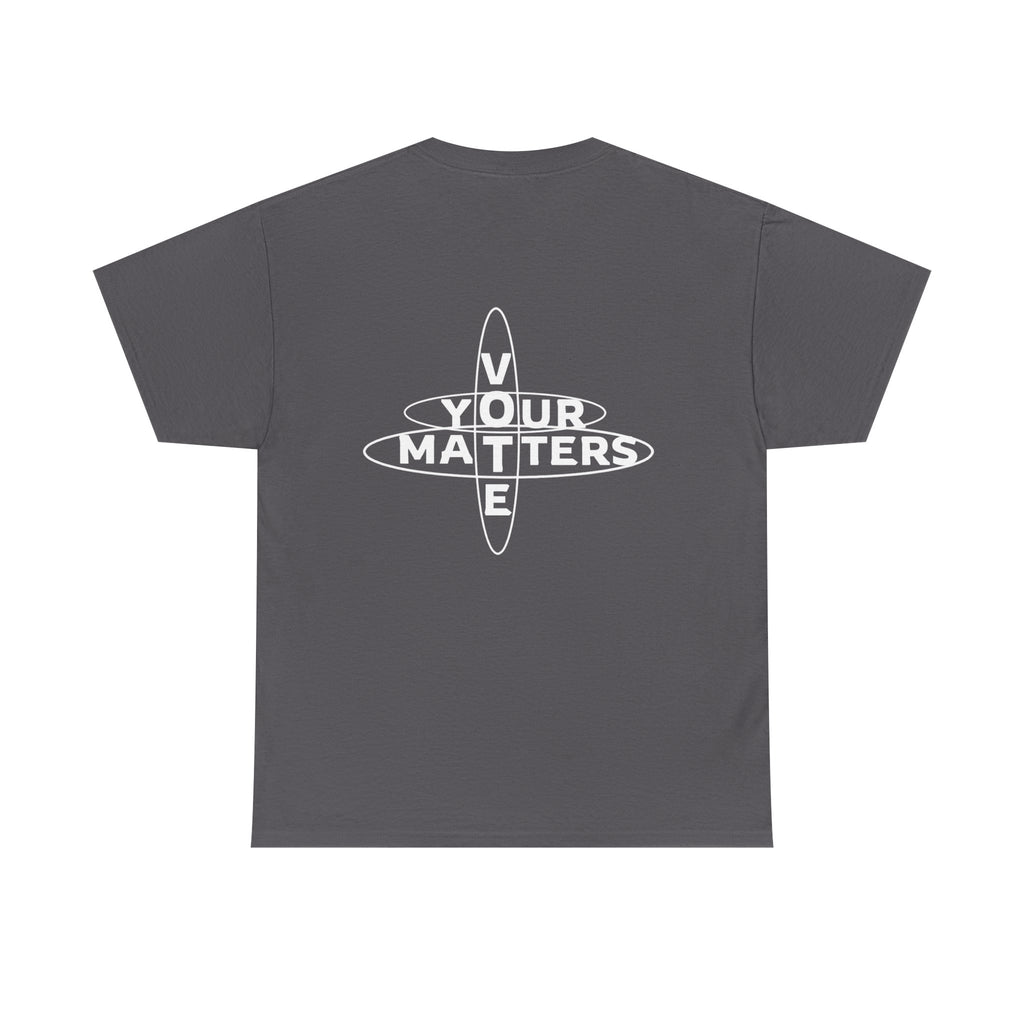 Your VOTE Matters - Dark Word Search Front and Back Unisex Heavy Cotton Tee