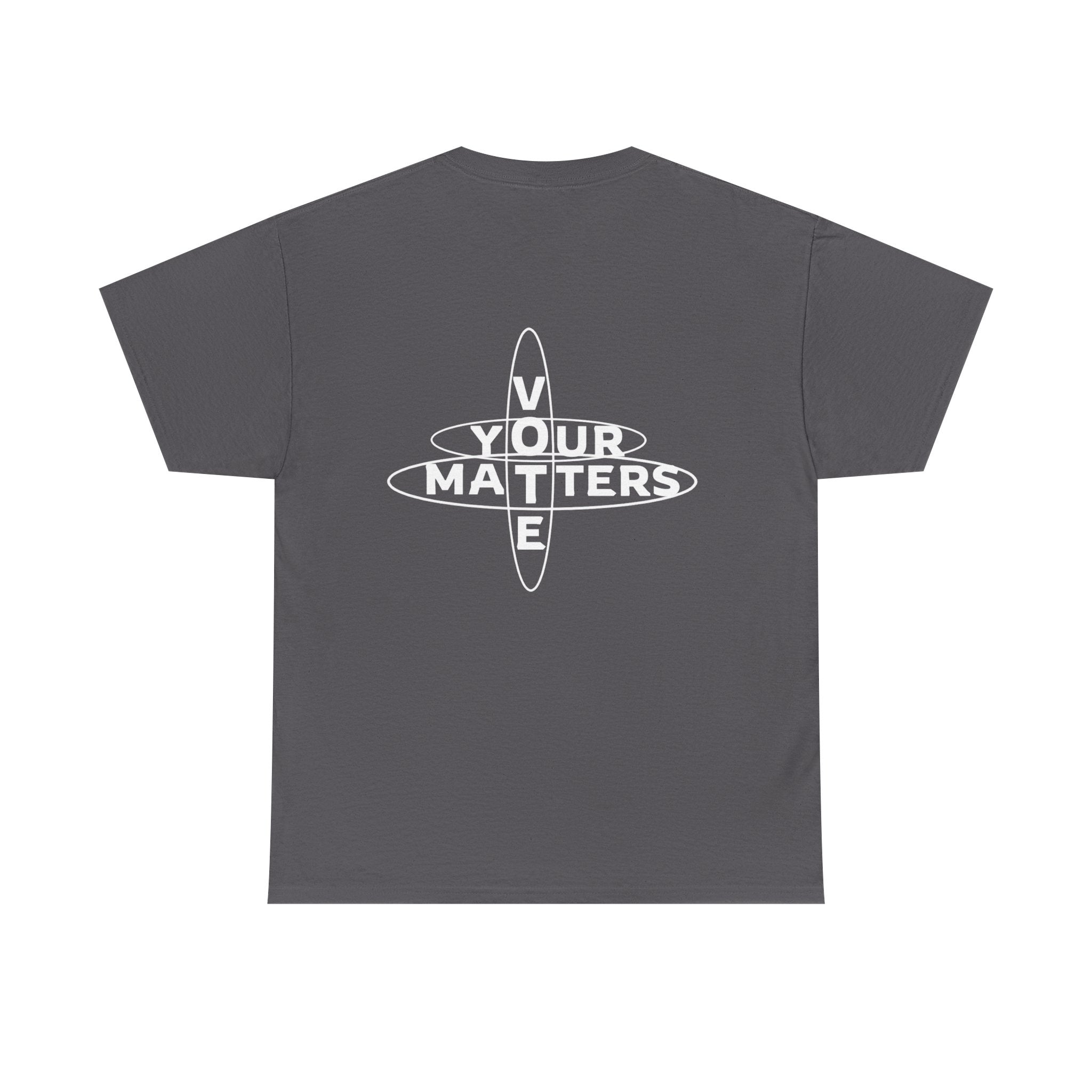 Your VOTE Matters - Dark Word Search Front and Back Unisex Heavy Cotton Tee