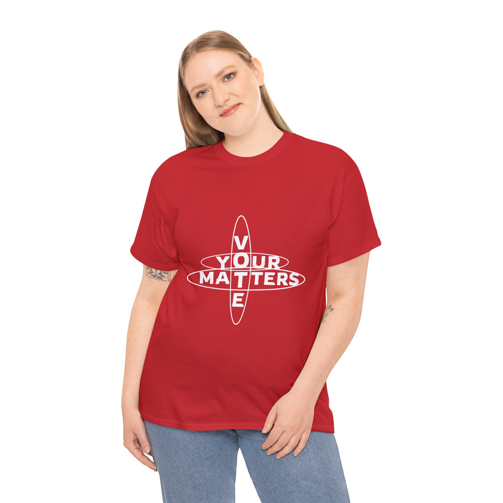 Your VOTE Matters - Dark Word Search Front only Unisex Heavy Cotton Tee