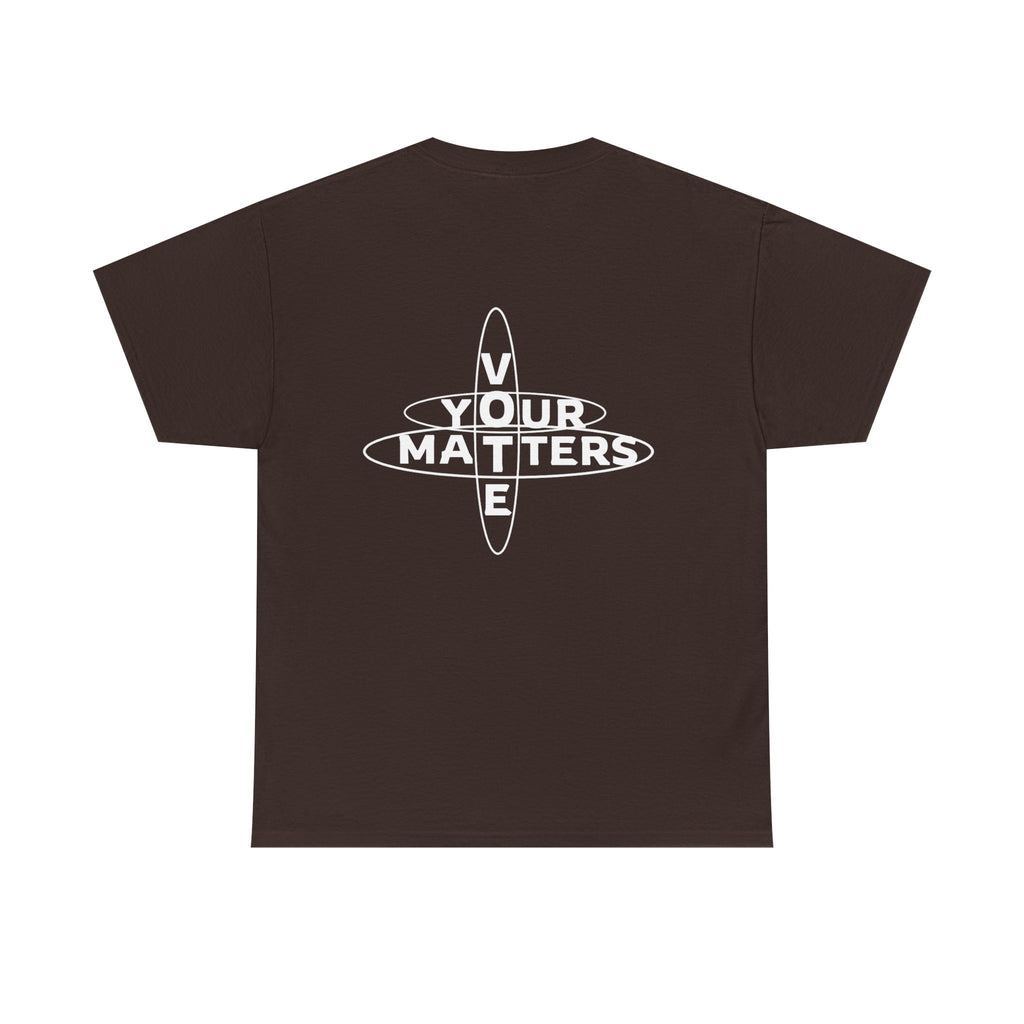 Your VOTE Matters - Dark Word Search Front and Back Unisex Heavy Cotton Tee