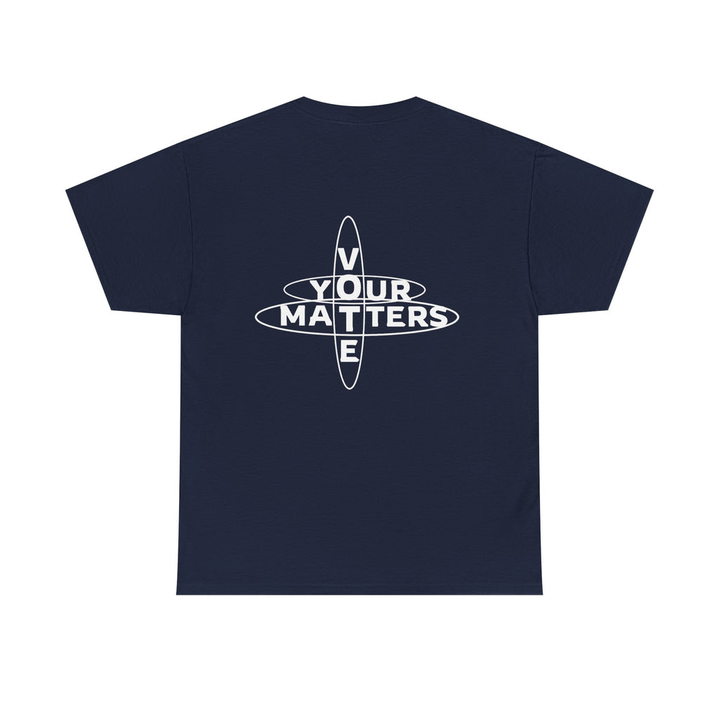 Your VOTE Matters - Dark Word Search Front and Back Unisex Heavy Cotton Tee