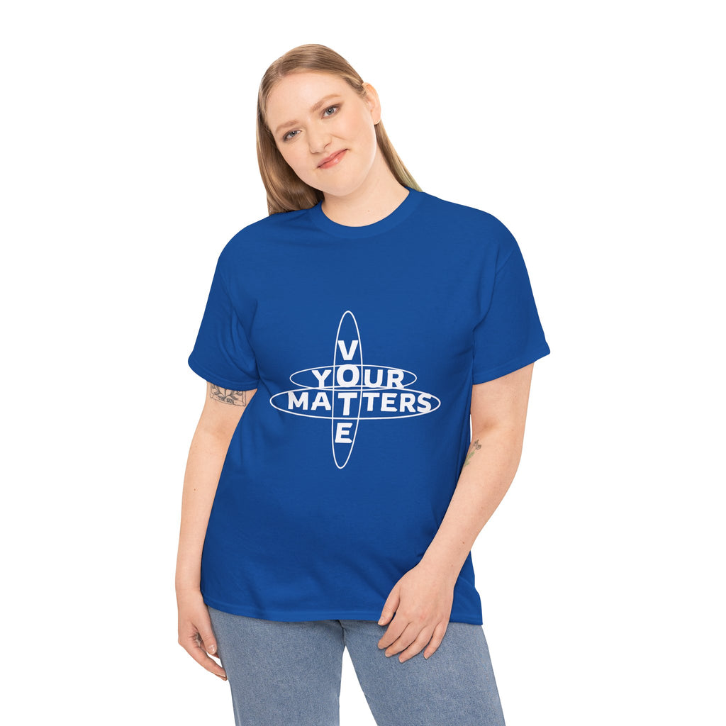 Your VOTE Matters - Dark Word Search Front only Unisex Heavy Cotton Tee