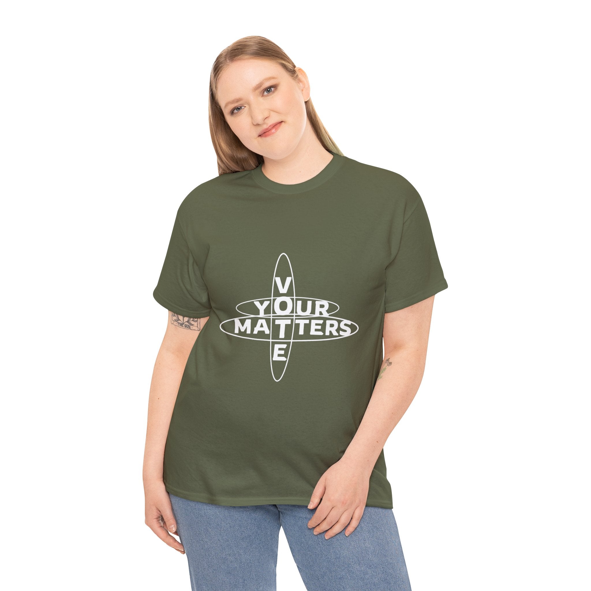 Your VOTE Matters - Dark Word Search Front only Unisex Heavy Cotton Tee