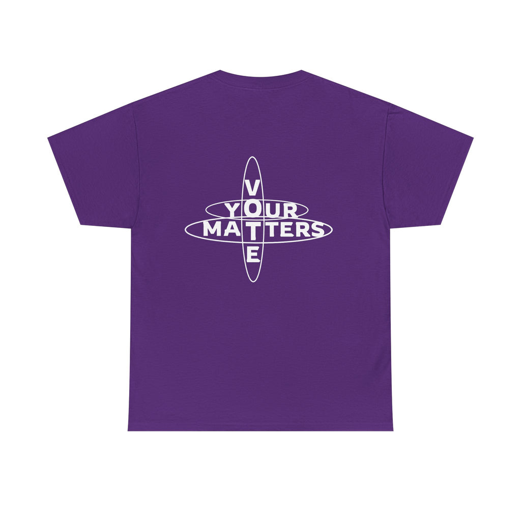 Your VOTE Matters - Dark Word Search Front and Back Unisex Heavy Cotton Tee