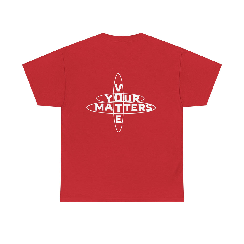 Your VOTE Matters - Dark Word Search Front and Back Unisex Heavy Cotton Tee