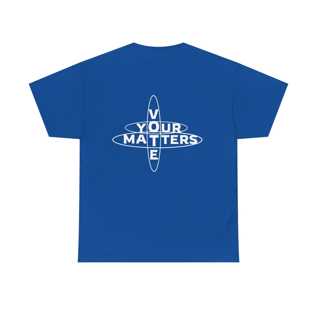 Your VOTE Matters - Dark Word Search Front and Back Unisex Heavy Cotton Tee