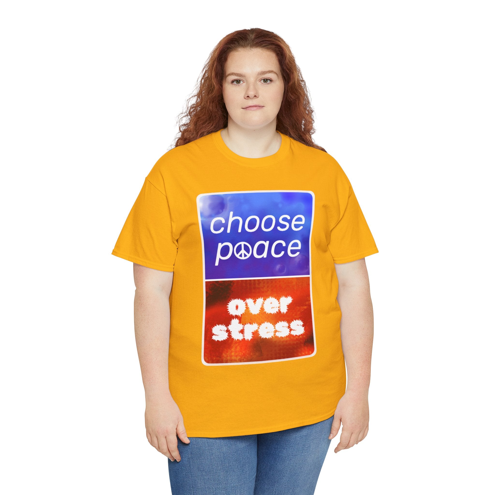 Choose Peace Over Stress - Full Text Dark Unisex Heavy Cotton Tee