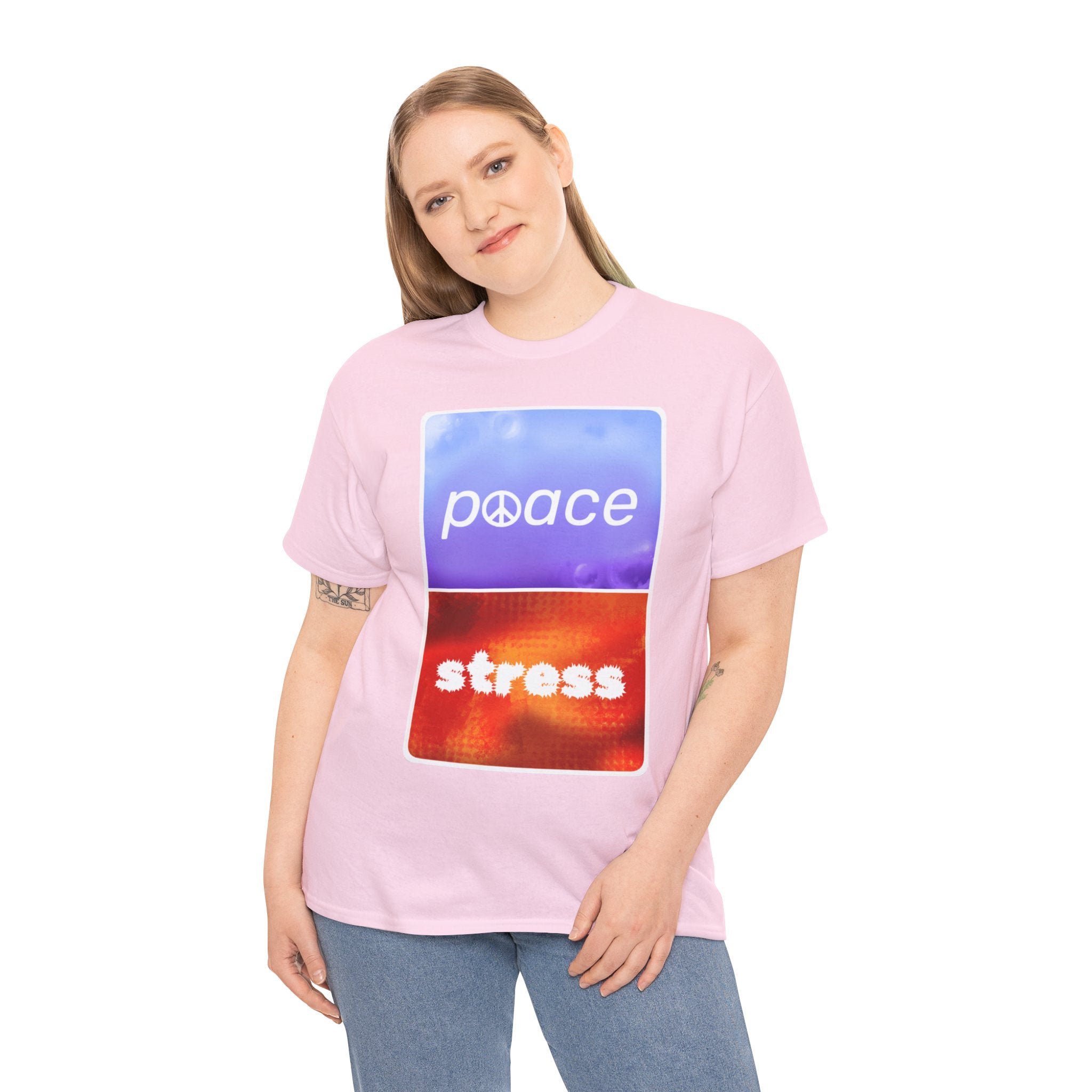 Choose Peace Over Stress - Minimal Light Unisex Heavy Cotton Tee